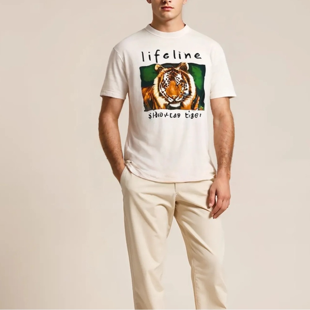 Vintage 1992 tee shirt Lifeline Siberian Tiger Hanes Beefy-T size Med